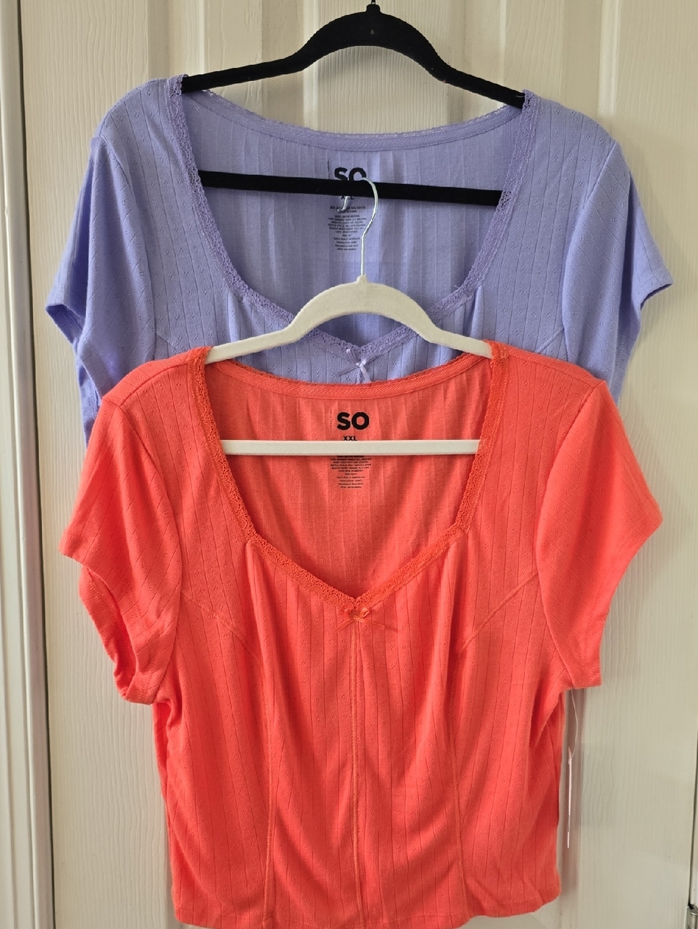 BUNDLE: SO BRAND WOMENS LAVENDER AND CORAL JUNIOR PLUS SIZE SUMMER TOPS SIZE XXL